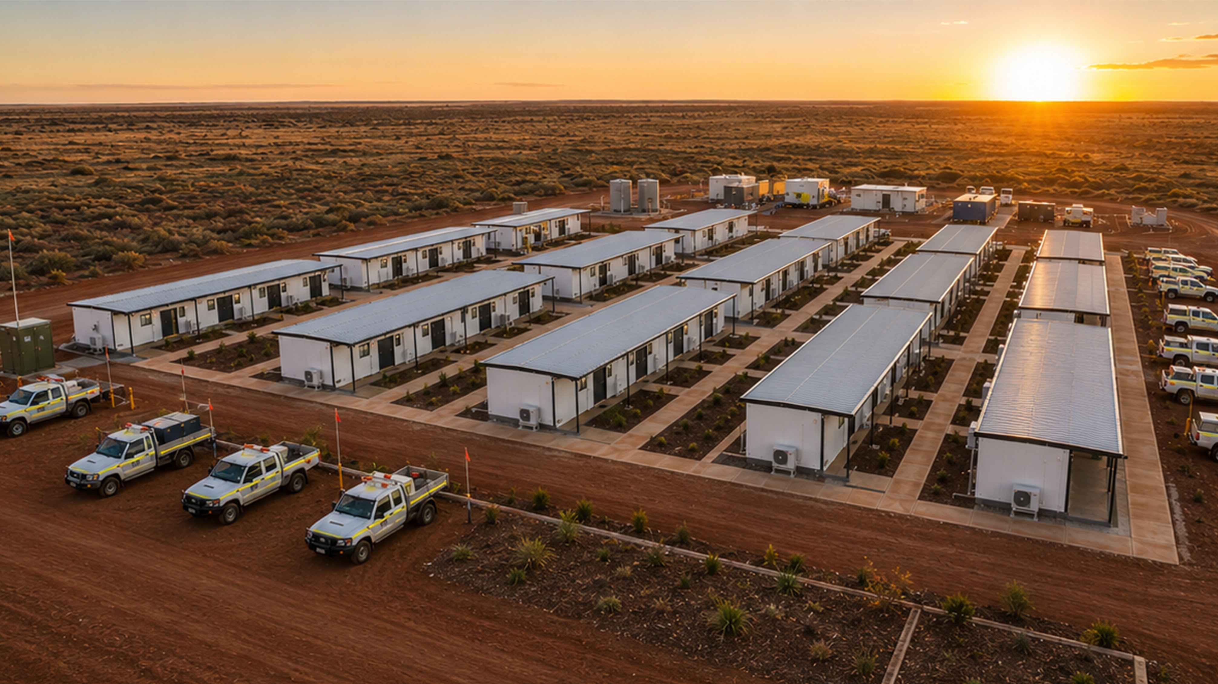 Transportable buildings arranged as a remote WA workforce accommodation camp for mining, construction and project site operations