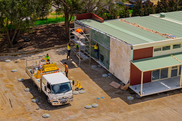 Modern prefabricated classroom designed by Rapid Modular WA, offering energy-efficient and sustainable building solutions for Perth and Western Australia.