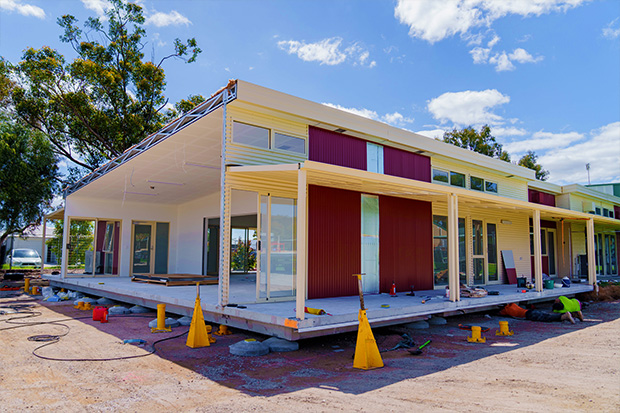 Modular building being rapidly assembled at the Rapid Modular WA yard
