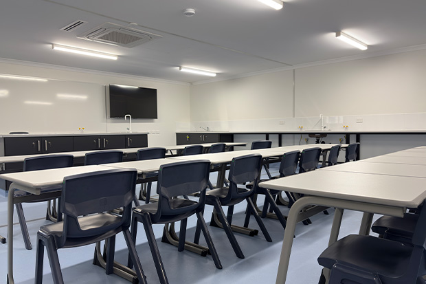 Energy-efficient demountable classroom providing flexible learning space for students