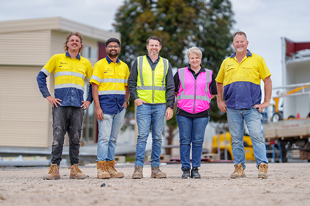 The Rapid Modular WA team delivering demountable classrooms to a school site in Western Australia